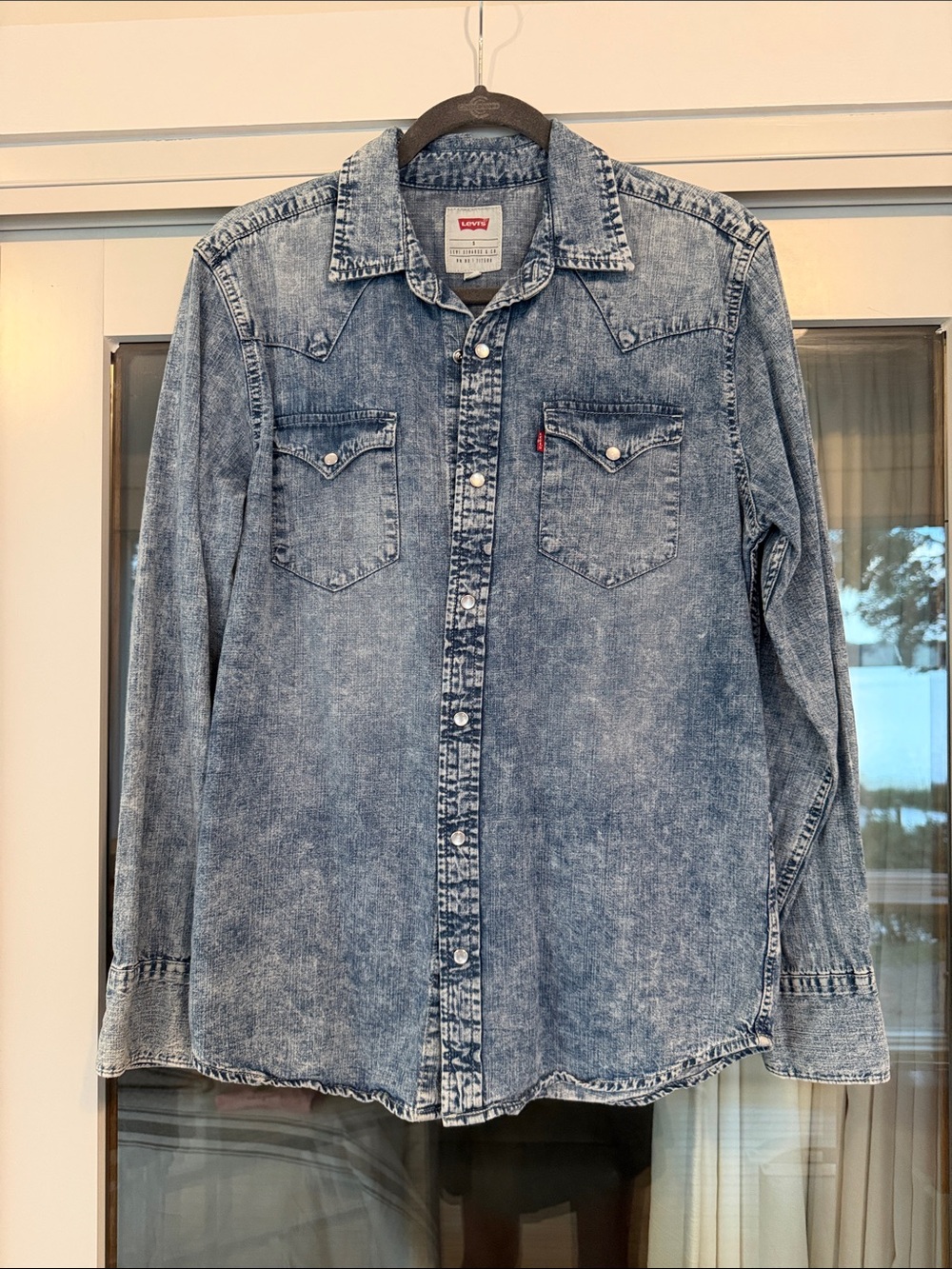 Levi's Men's Acid Wash Denim Button-Down Shirt - Light Blue
